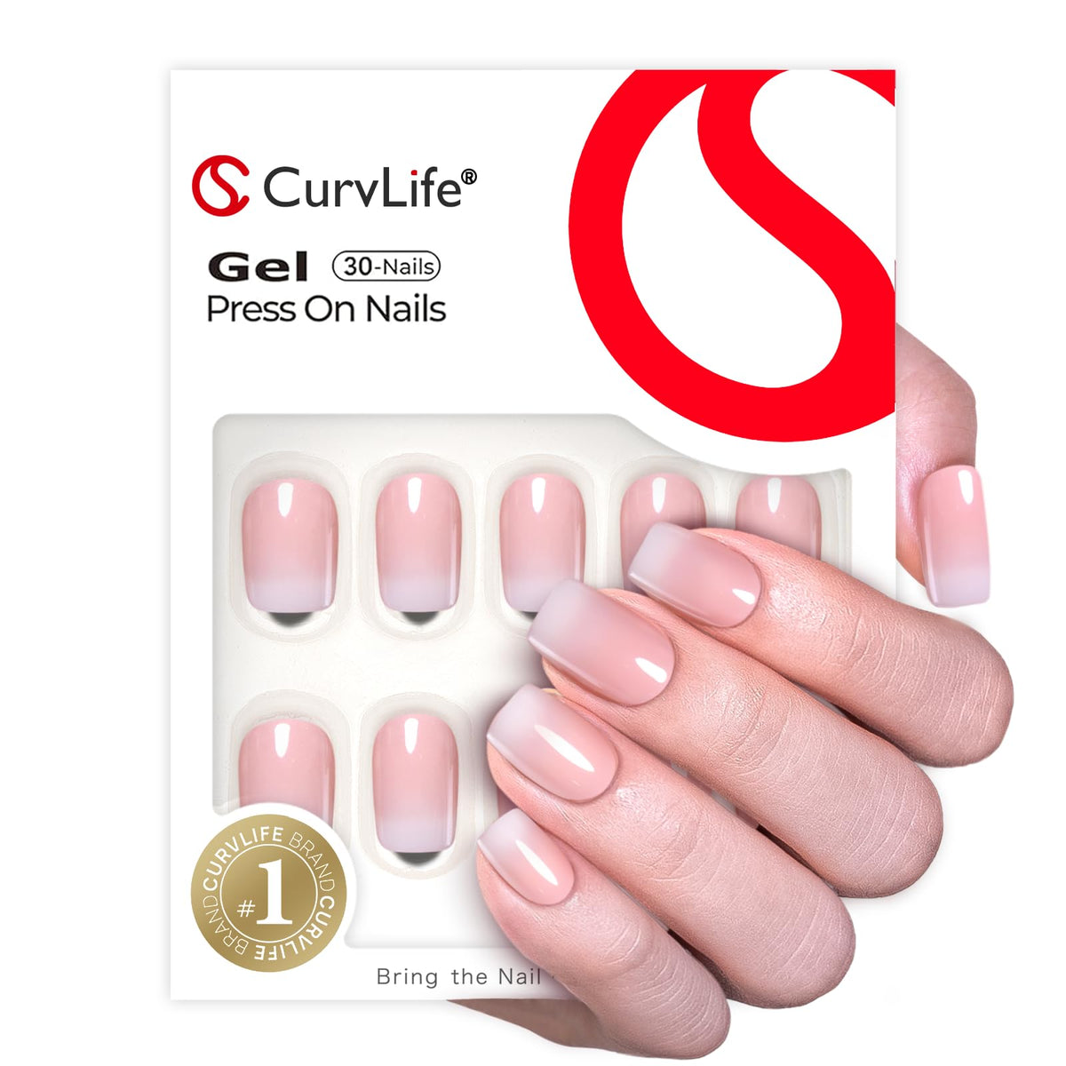 CurvLife Short Square Press On Nails with double-sided nail file