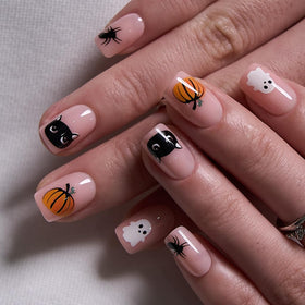 CurvLife Spooky Night Black Press On Nails front view