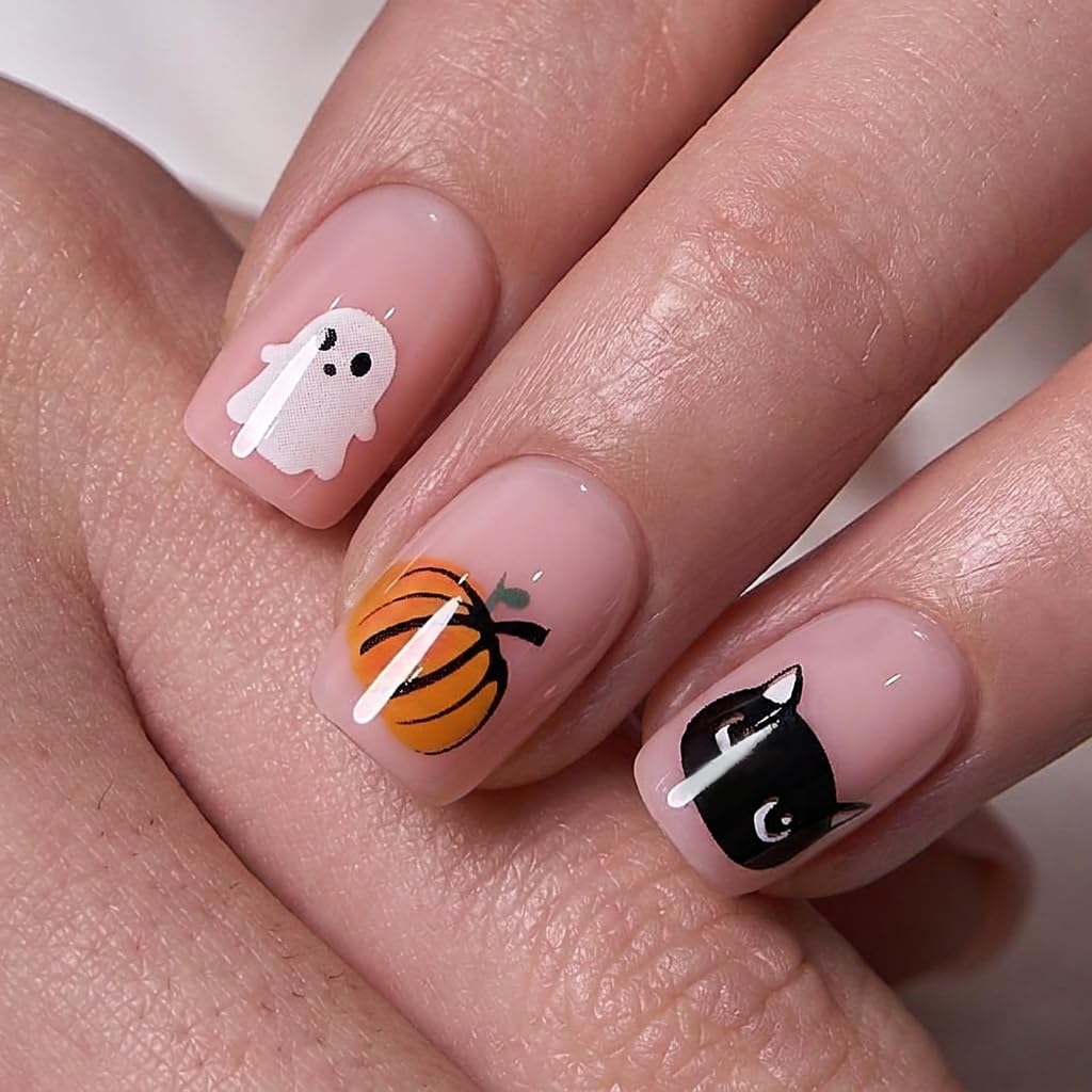 CurvLife Spooky Night Black Press On Nails in storage box