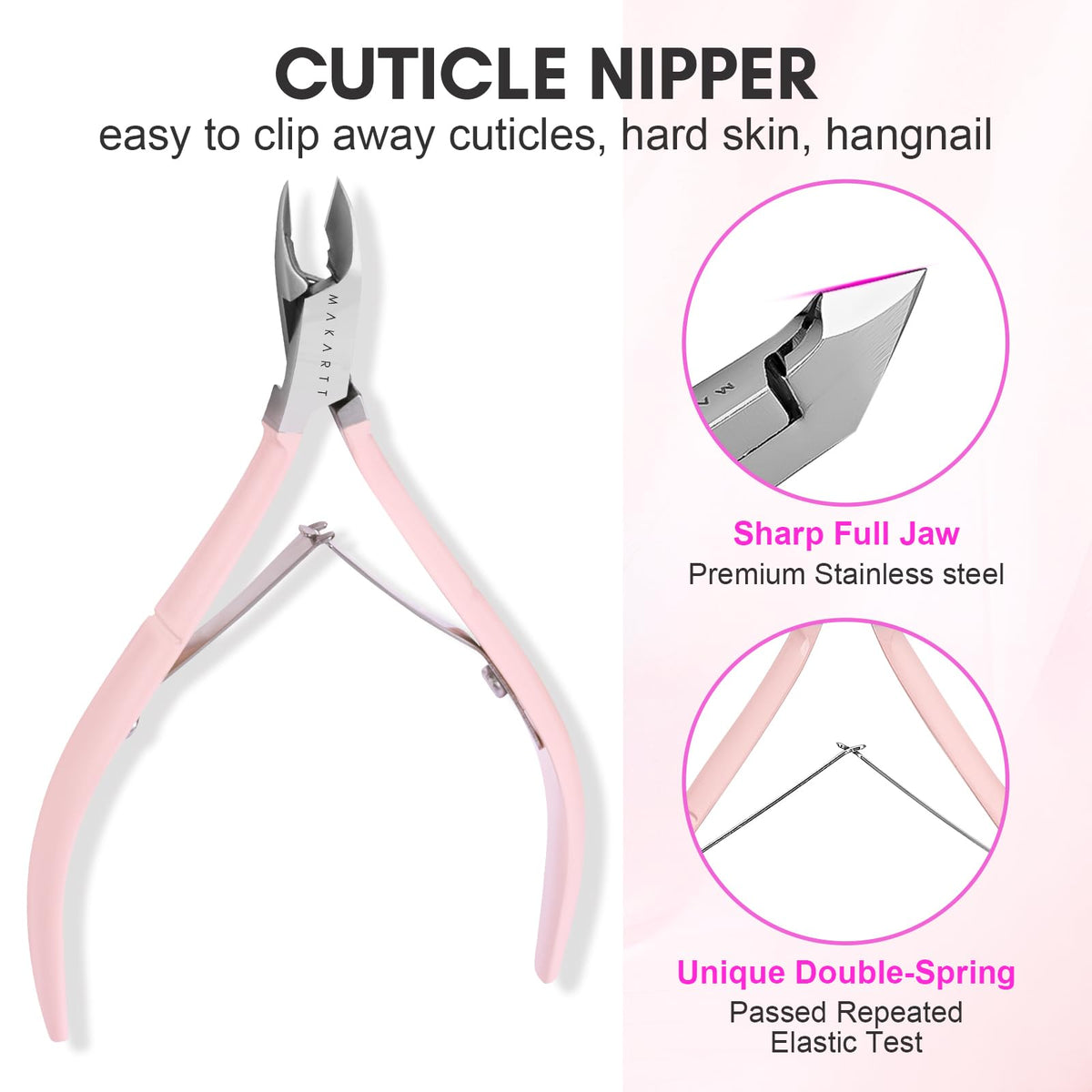 Cuticle nail pusher included in Makartt set