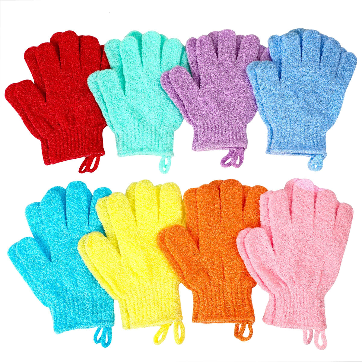 CVNDKN Exfoliating Bath Gloves front view in assorted colours