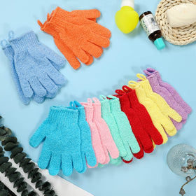 CVNDKN Exfoliating Bath Gloves in a bathroom setting