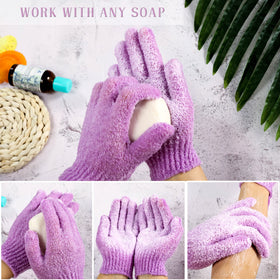 CVNDKN Exfoliating Bath Gloves in use during a shower