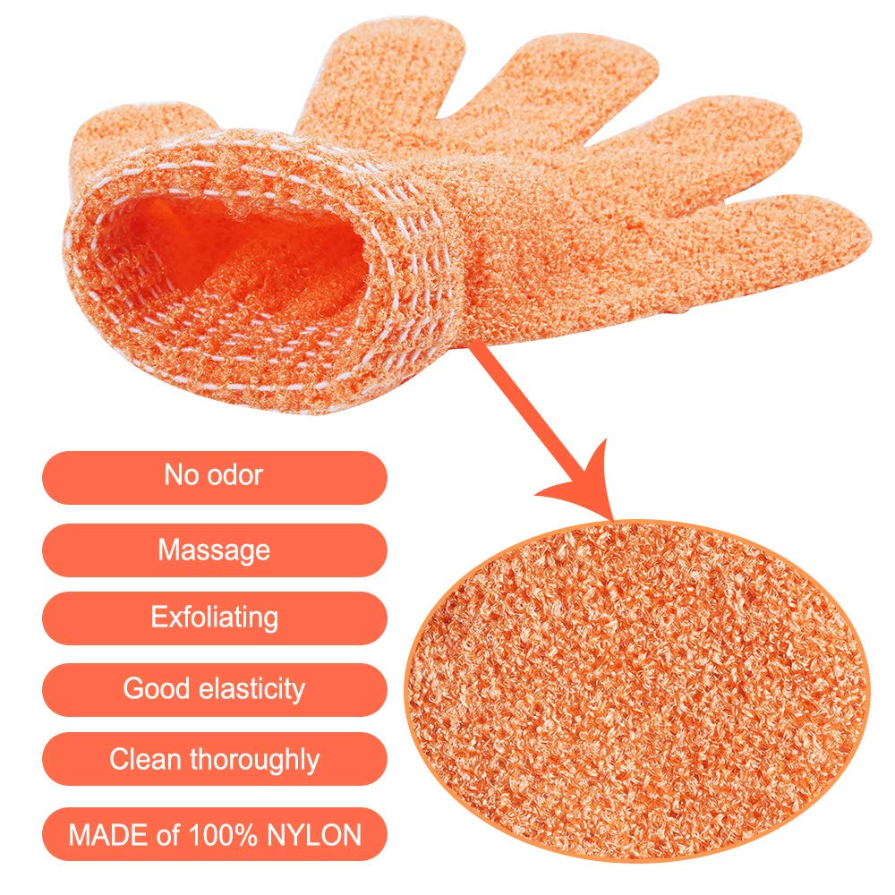 CVNDKN Exfoliating Shower Gloves laid out on a towel