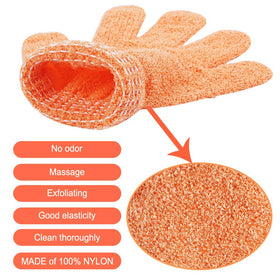 CVNDKN Exfoliating Shower Gloves laid out on a towel