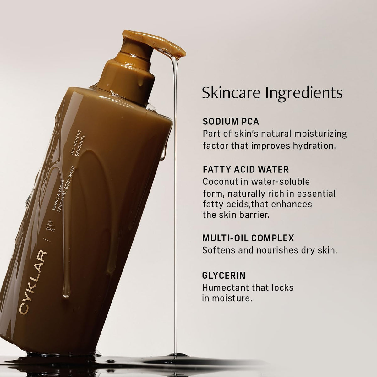 CYKLAR Multi-Oil Body Wash Vanilla Verve back view