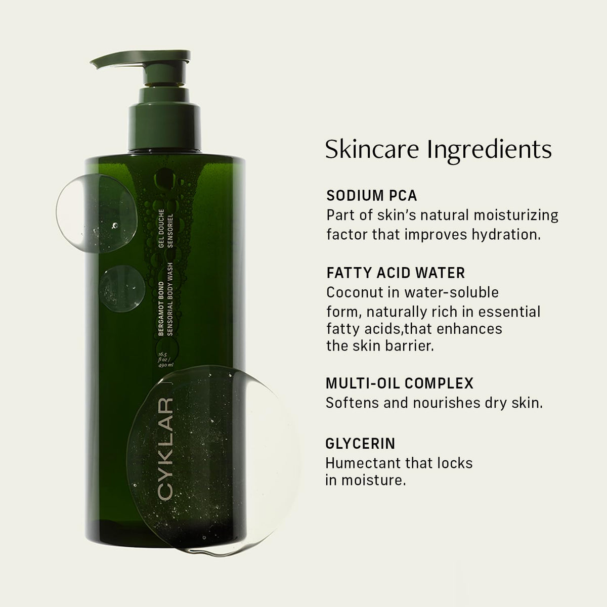 CYKLAR Multi-Oil Body Wash with a soft towel