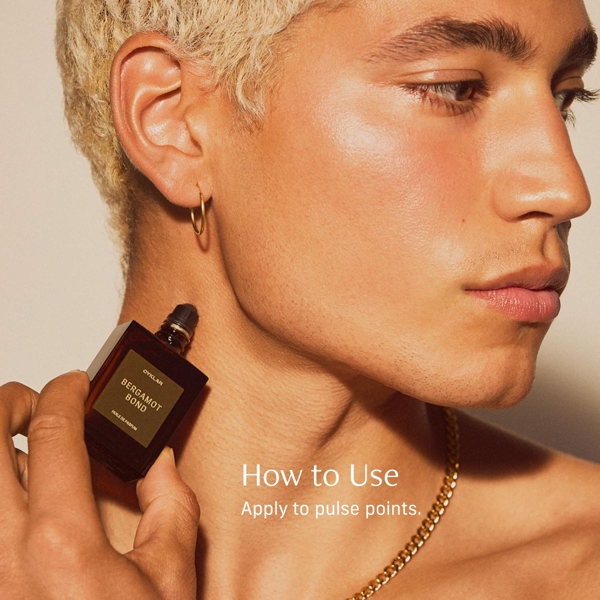 CYKLAR Perfume Oil Bergamot Bond lifestyle shot on a vanity