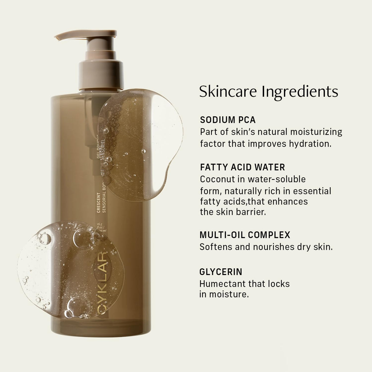 CYKLAR Sensorial Body Wash Crescent Fragrance in a bathroom setting