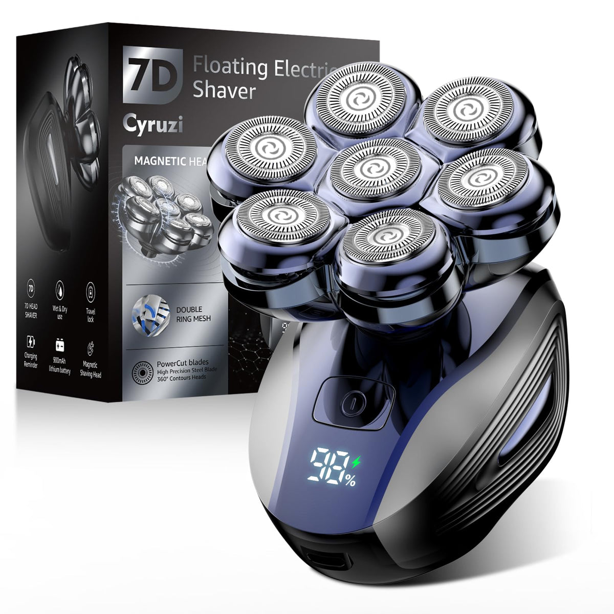 Cyruzi Head Shaver front view with LED display