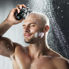 Cyruzi Head Shaver in lifestyle setting with grooming tools