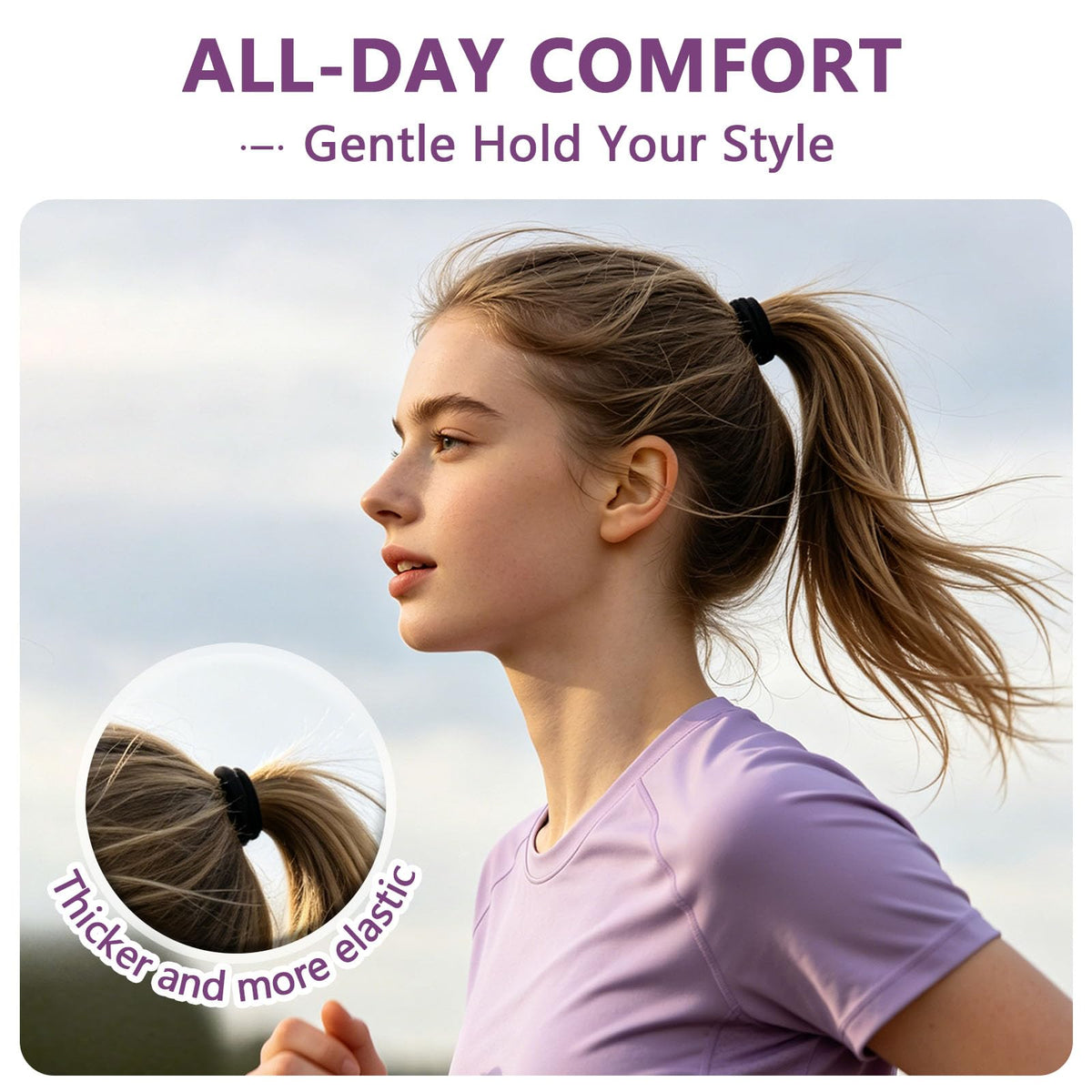 CZZXI Hair Ties in use with a ponytail