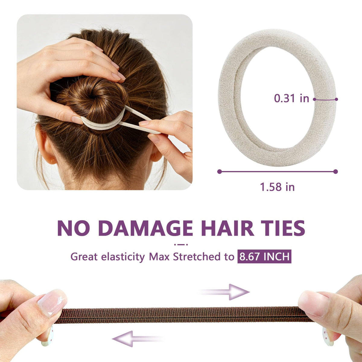 CZZXI Hair Ties showing thickness and texture