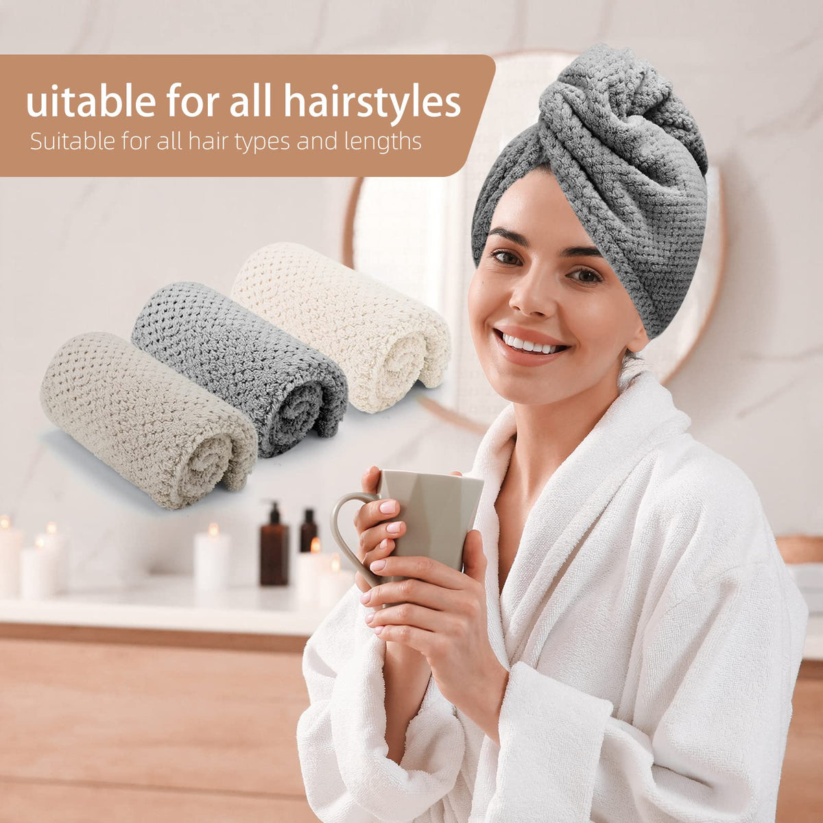 CZZXI Microfiber Hair Towel folded showing durability