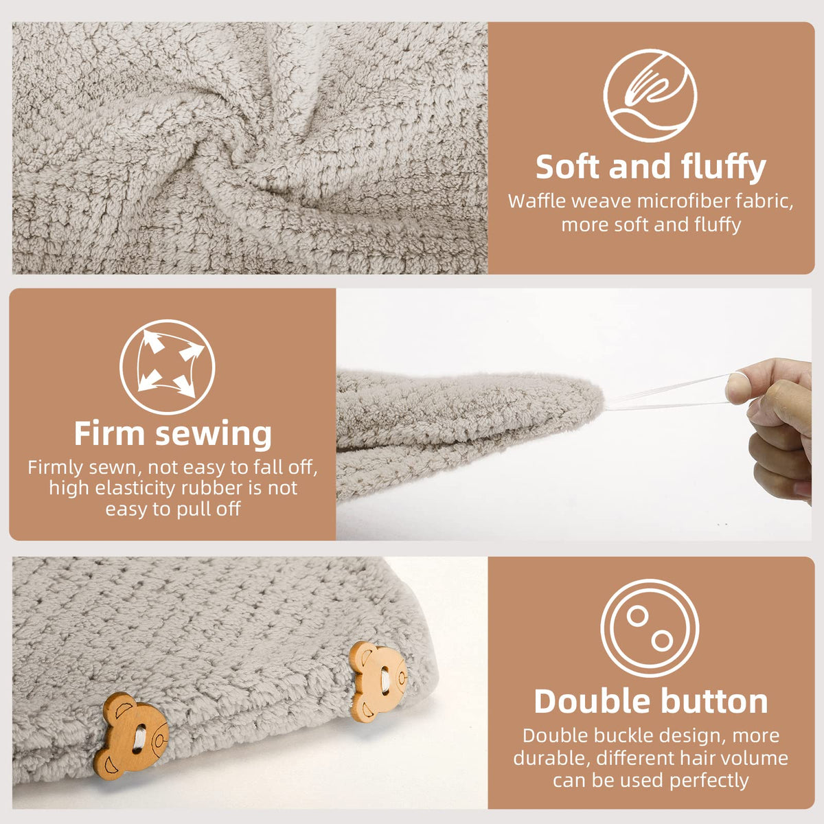 CZZXI Microfiber Hair Towel in use on wet hair