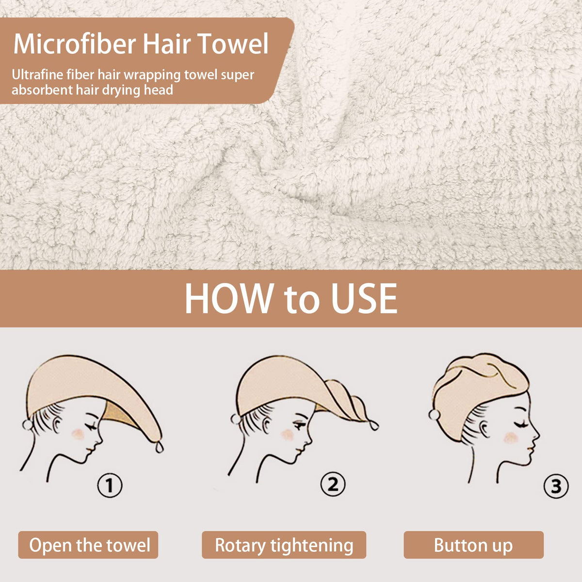 CZZXI Microfiber Hair Towel packaging display