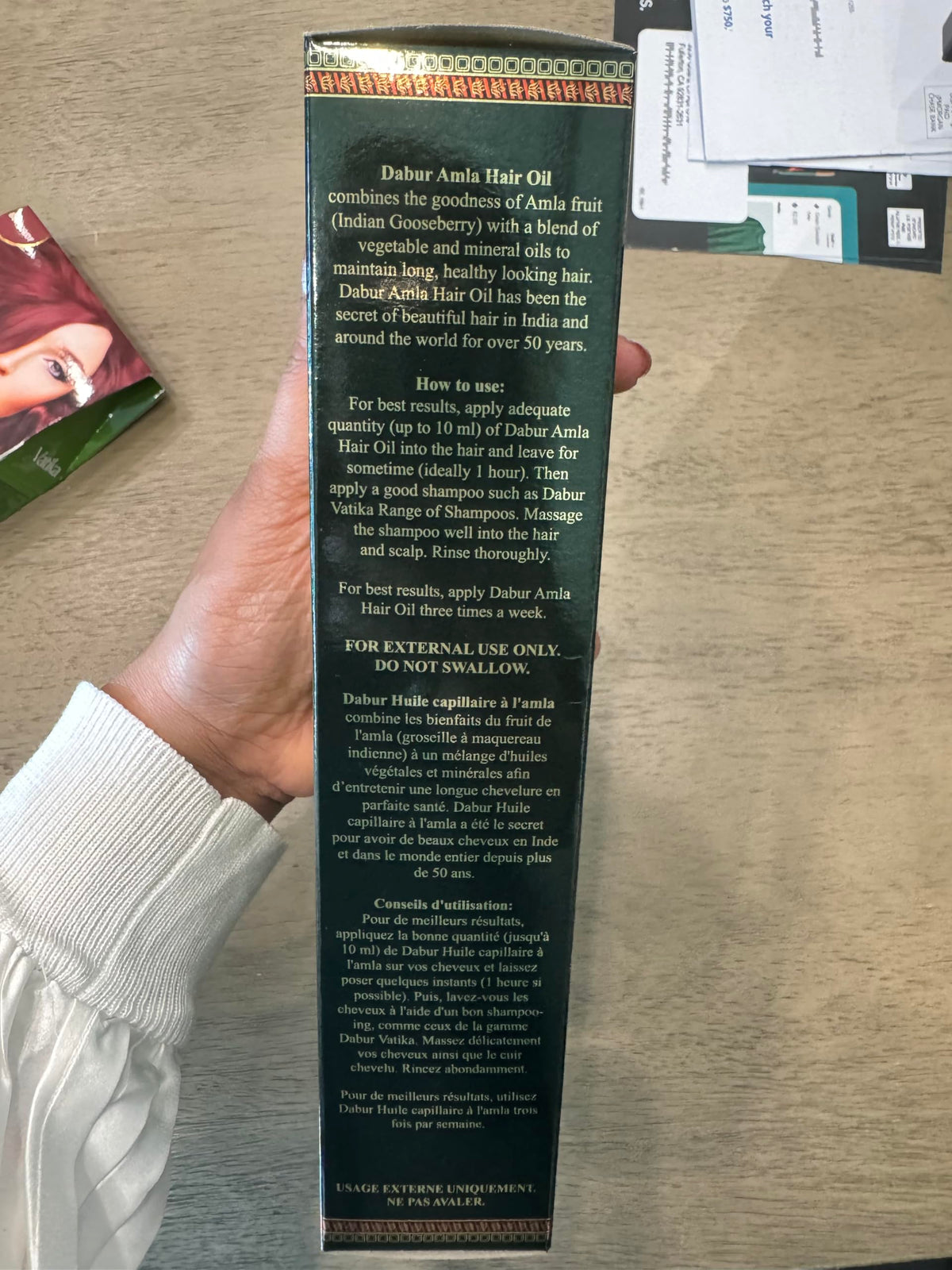 Dabur Amla Hair Oil 500ml bottle back view