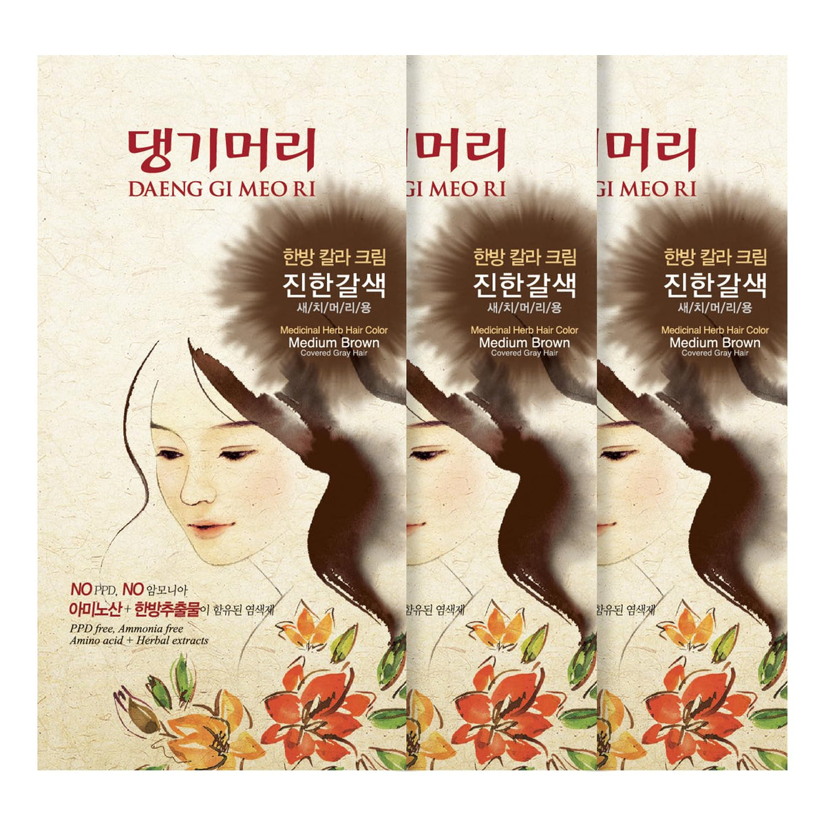 Daeng Gi Meo Ri Korean Herbal Hair Dye Medium Brown front view