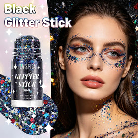 DAGEDA Black Body Glitter Stick with holographic glitter close-up