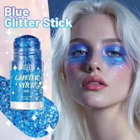 DAGEDA Blue Body Glitter Stick applied on skin showing sparkle