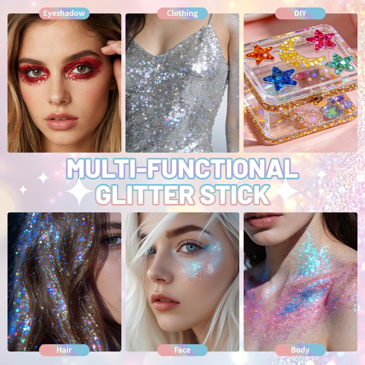 DAGEDA Blue Body Glitter Stick packaging with dimensions