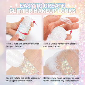DAGEDA Colorful White Body Glitter Stick applied in hair for added sparkle