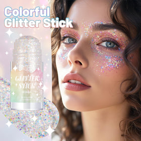DAGEDA Colorful White Body Glitter Stick applied on skin for a shimmering effect