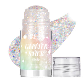 DAGEDA Colorful White Body Glitter Stick front view with holographic sparkle