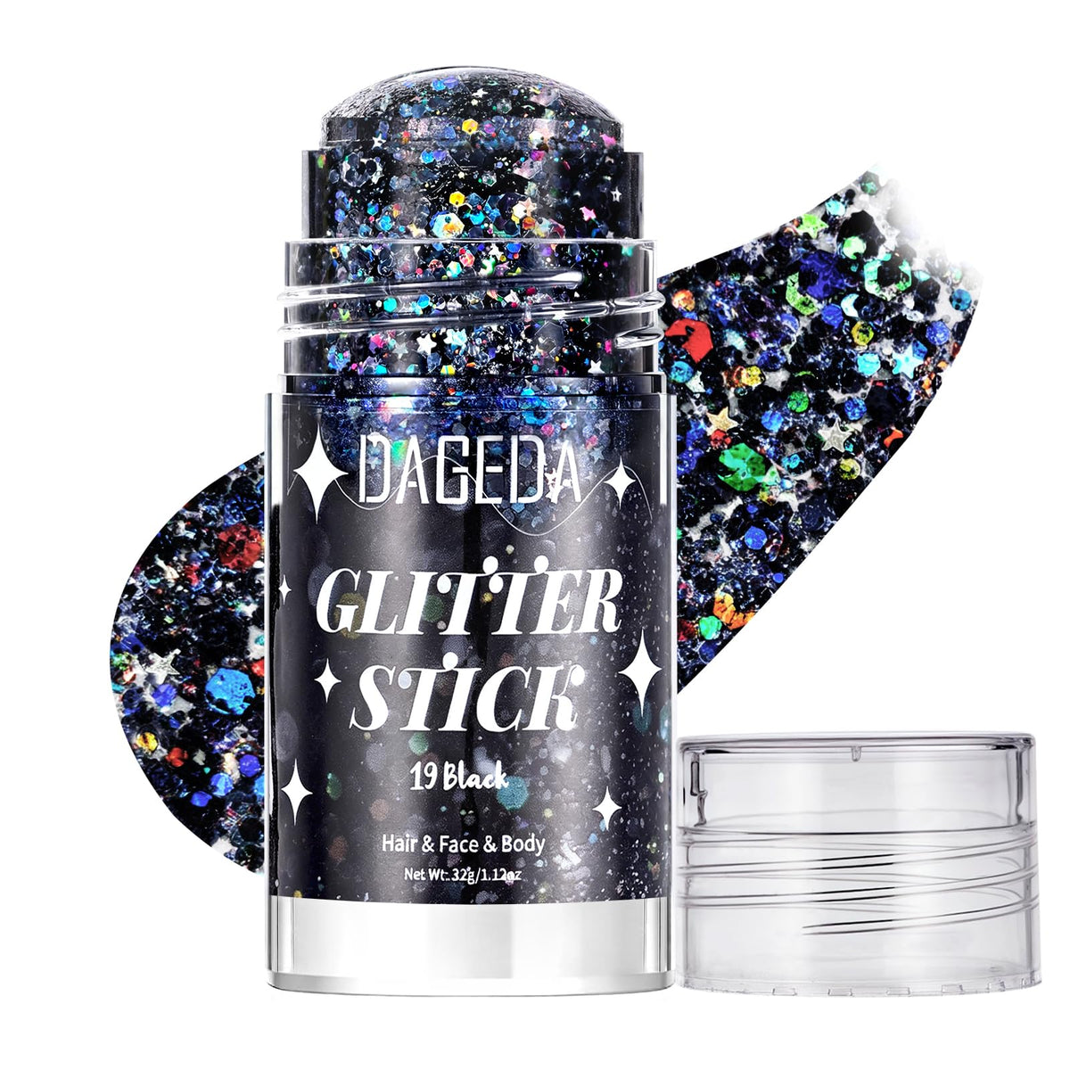 DAGEDA Halloween Black Body Glitter Stick front view