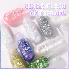 DAGEDA Sparkling Pink Body Glitter Gel in use at a party