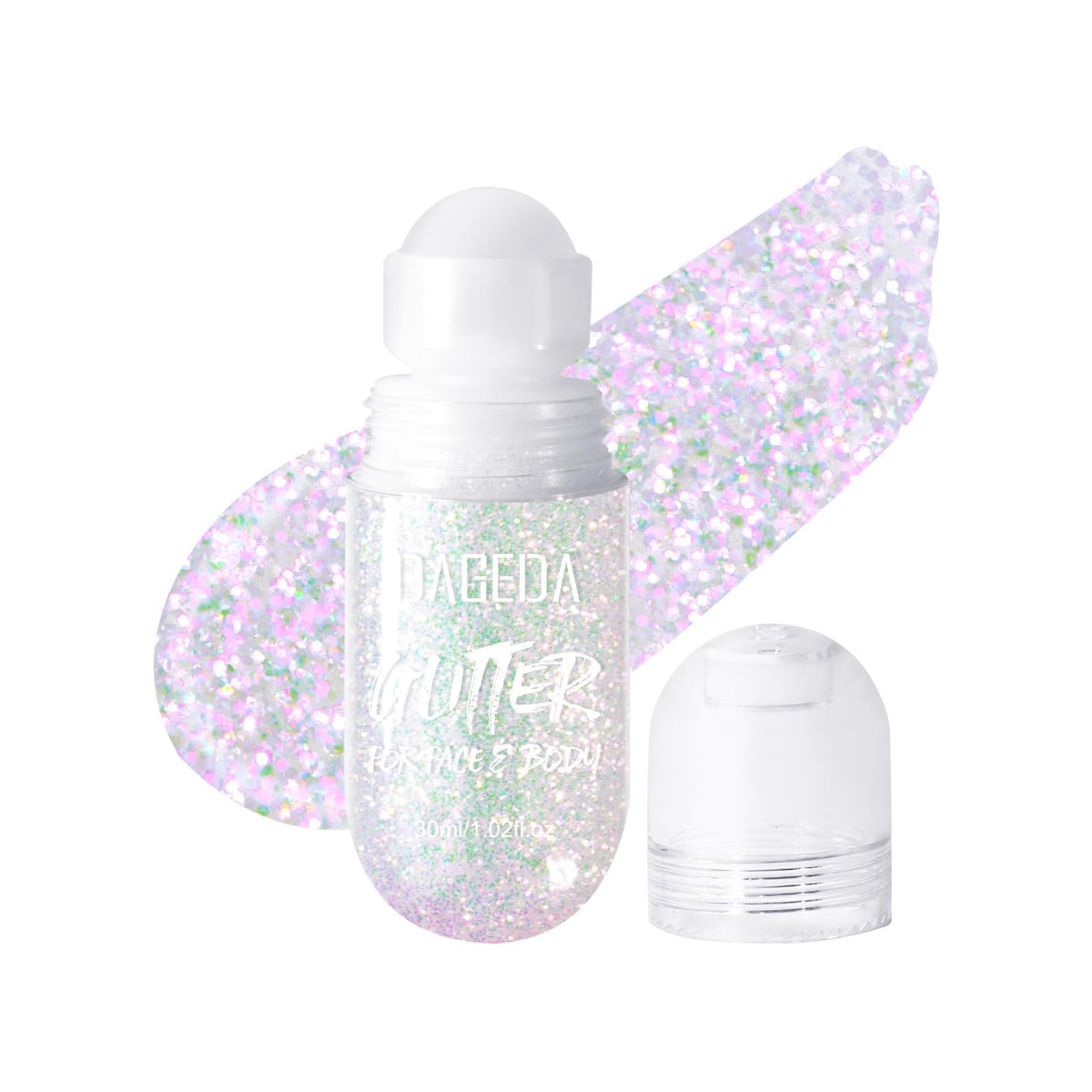 DAGEDA Sparkling Pink Body Glitter Gel roll-on bottle front view