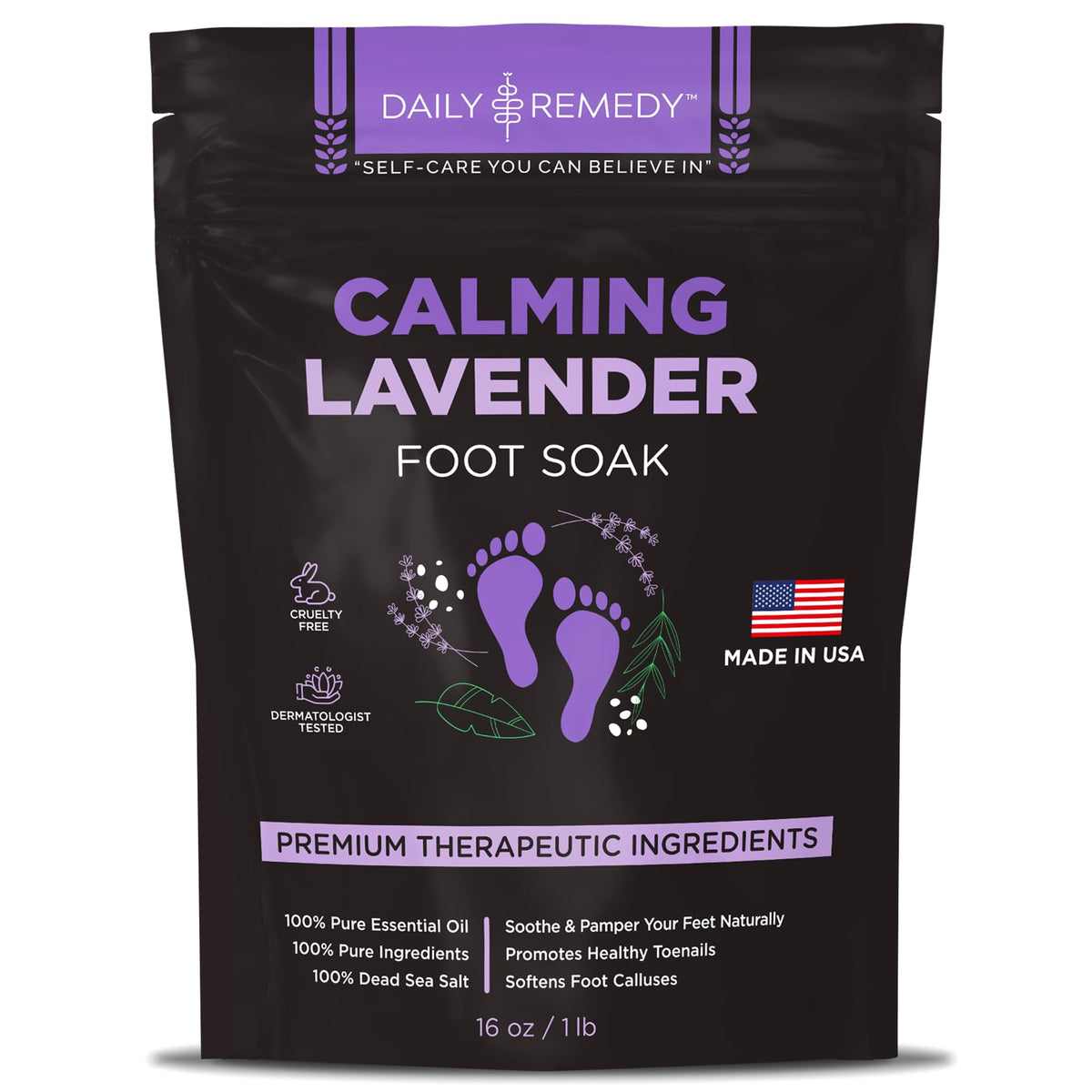 DAILY REMEDY Calming Lavender Foot Soak 16 oz front view