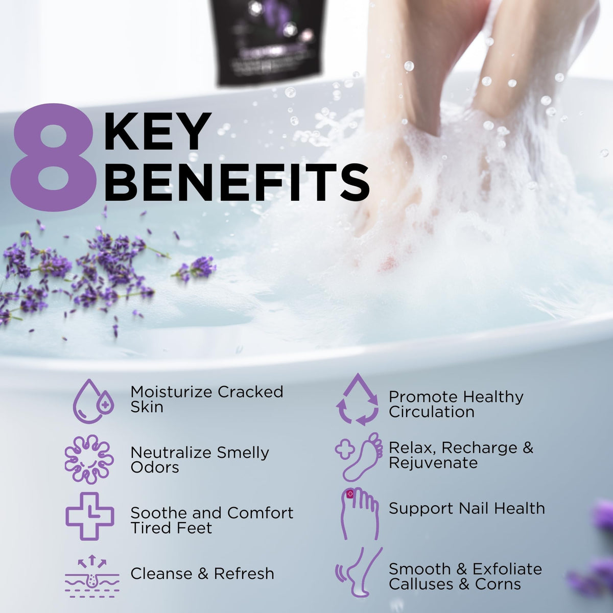 DAILY REMEDY Calming Lavender Foot Soak 16 oz in a bowl
