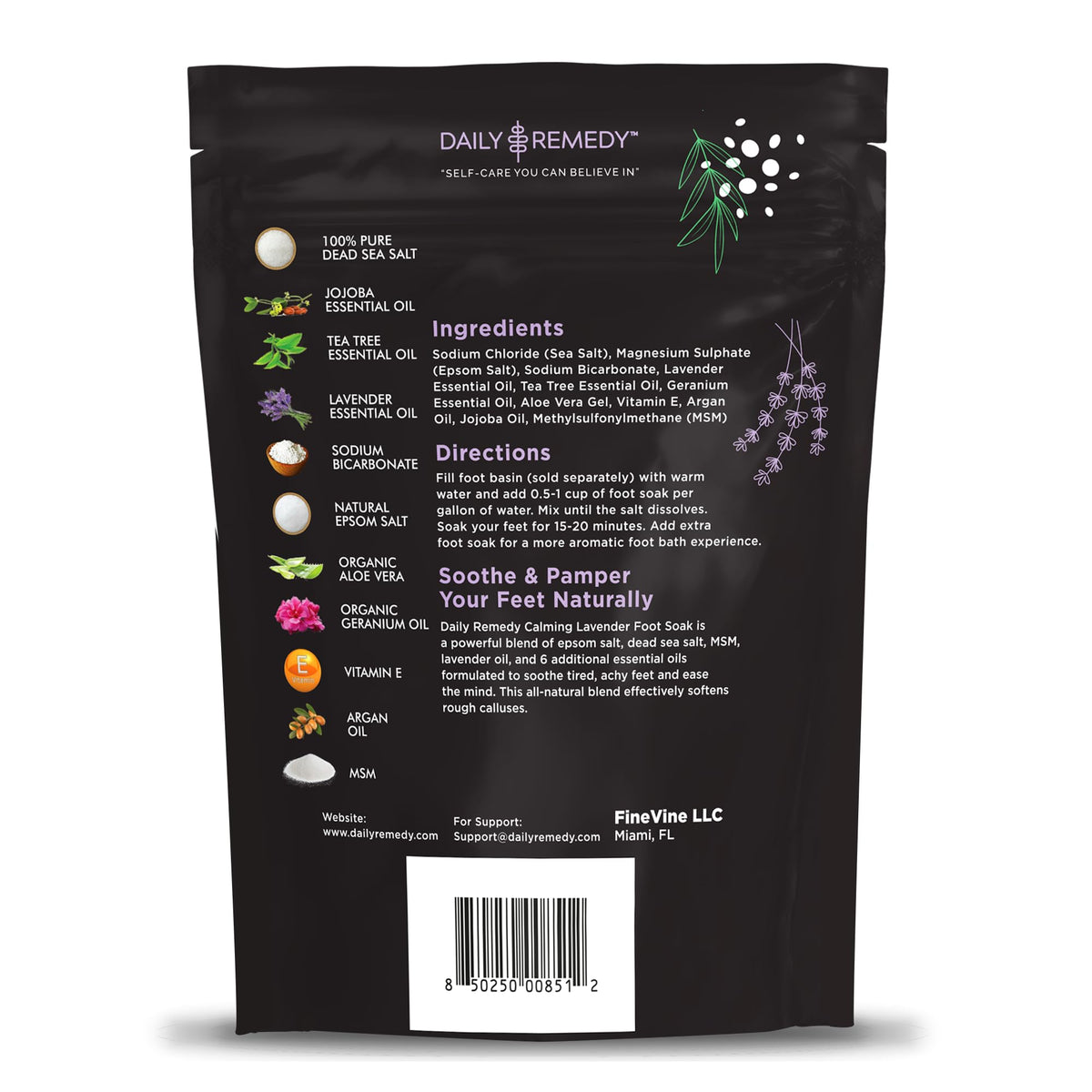 DAILY REMEDY Calming Lavender Foot Soak 16 oz packaging