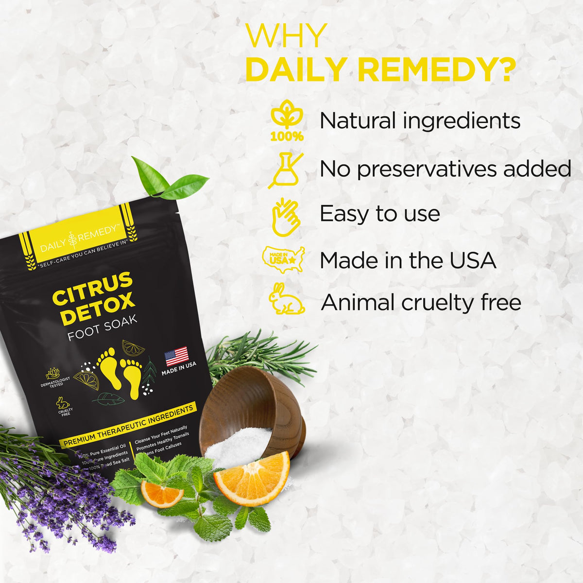 DAILY REMEDY Citrus Detox Foot Soak with fresh citrus fruits