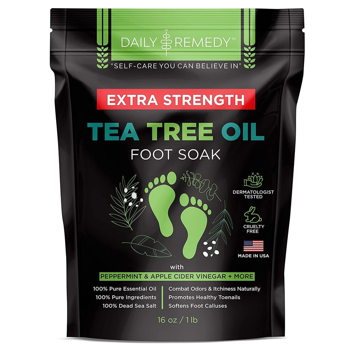 DAILY REMEDY Extra Strength Tea Tree Oil Foot Soak 16 oz front view