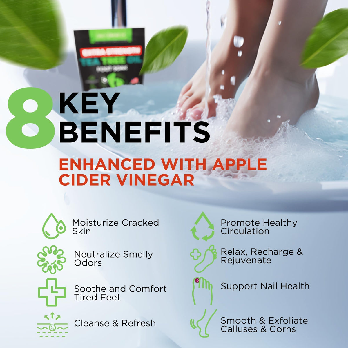 DAILY REMEDY Tea Tree Oil Foot Soak being poured into a foot basin
