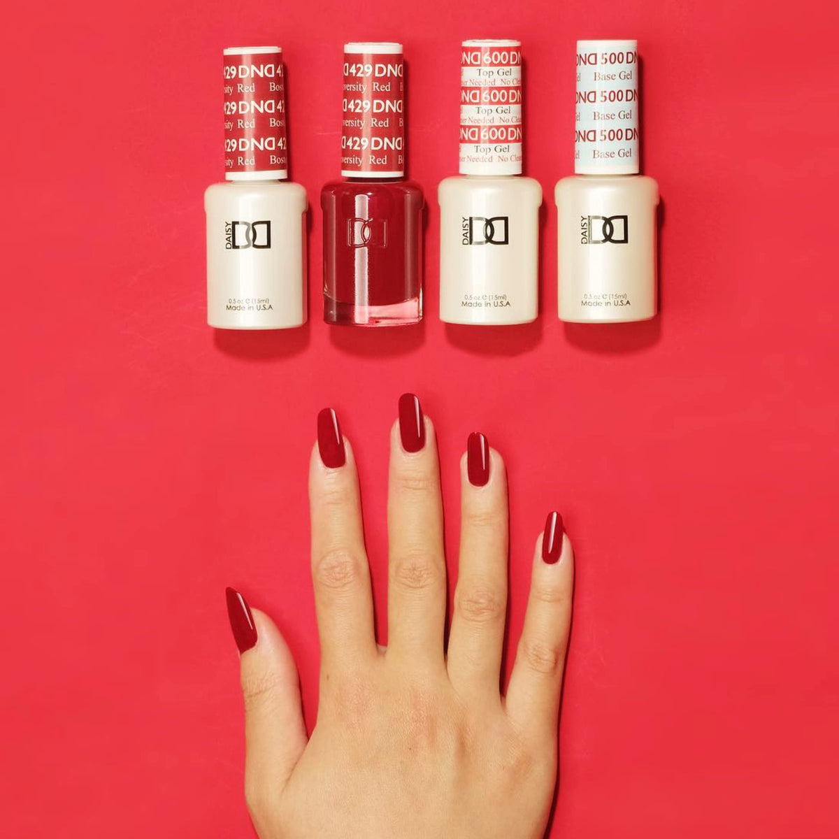 DAISY DND Gel Nail Polish 15ml Boston University Red bottle