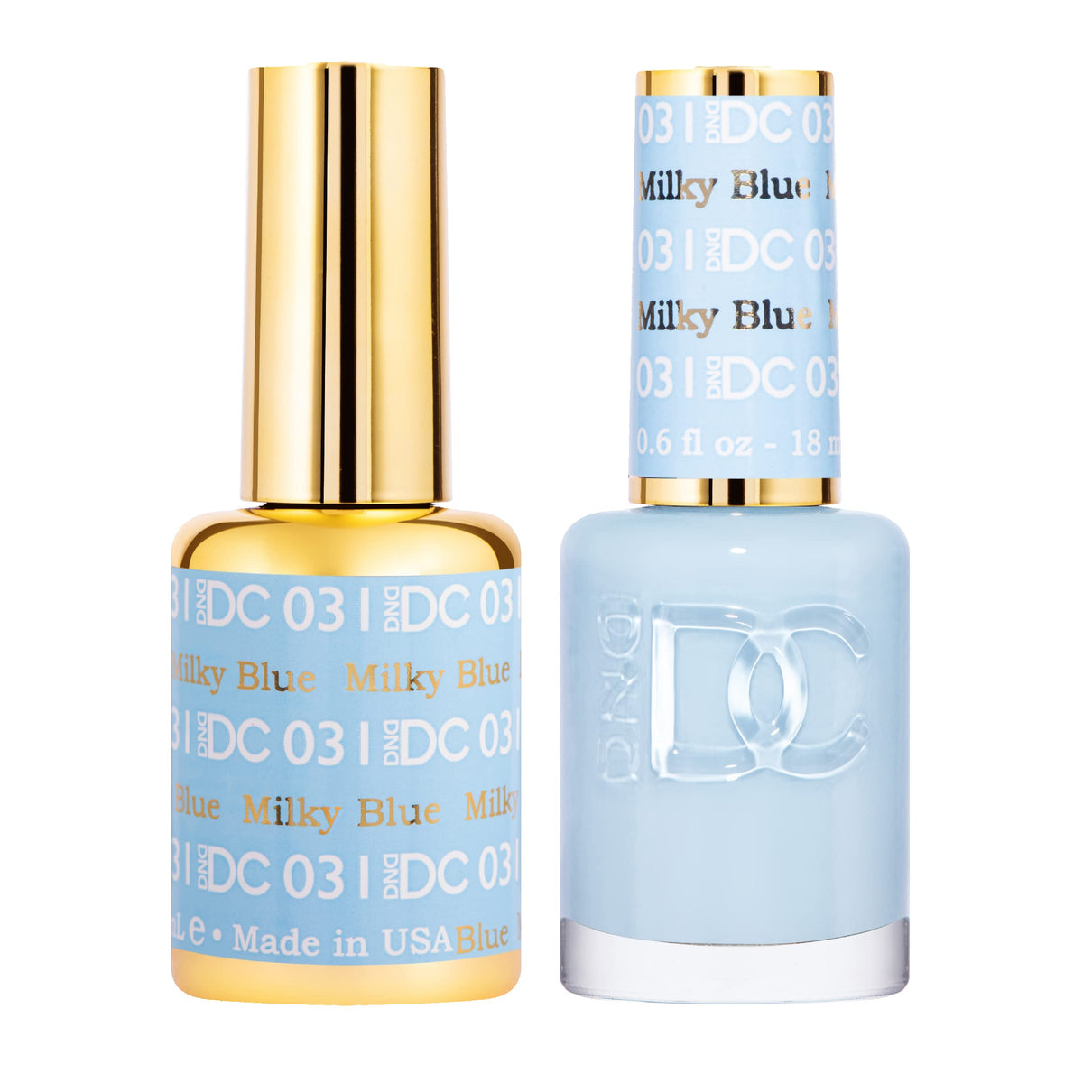 DAISY DND Gel Polish Set Milky Blue 0.5 fl oz bottles front view