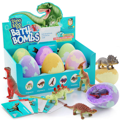 Dan&Darci Dino Egg Bath Bombs pack showing six colourful bath bombs