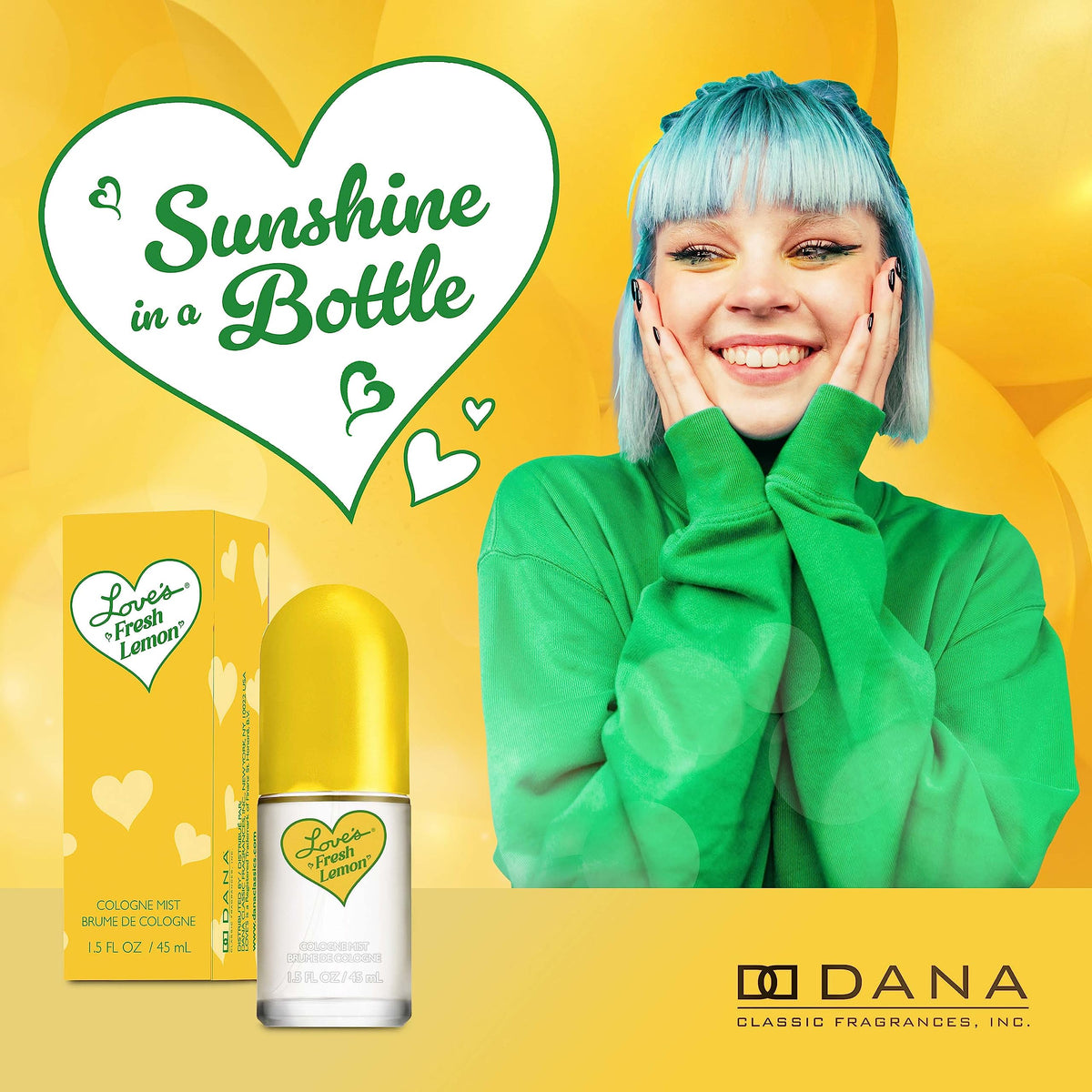 Dana Love's Fresh Lemon Cologne Mist bottle with floral background