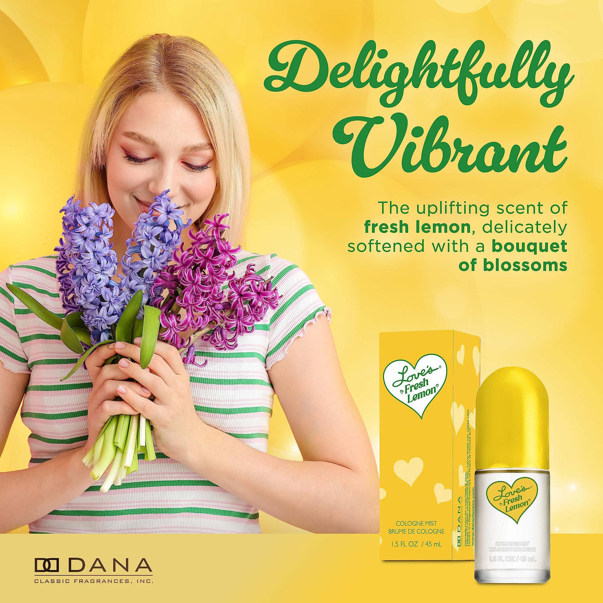 Dana Love's Fresh Lemon Cologne Mist on a sunny outdoor table