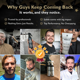 DandyMen Sea Salt Spray with a comb and styled hair