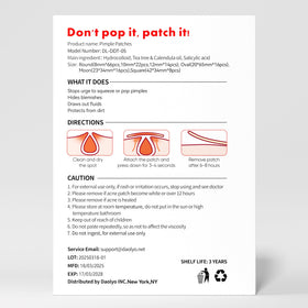 Daolyo Large Acne Pimple Patches ingredients list