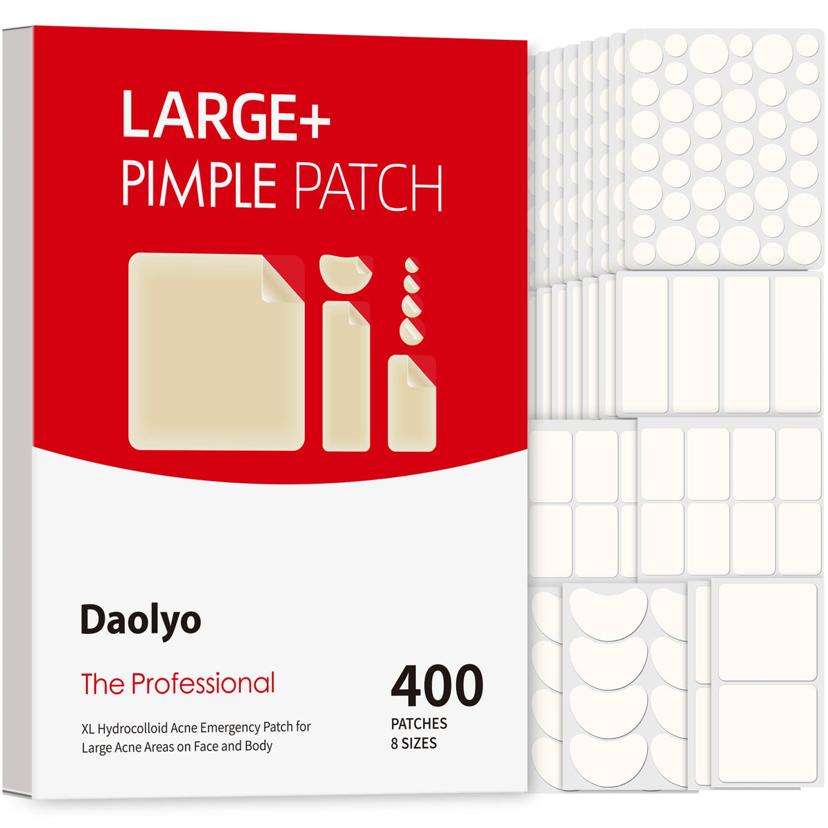 Daolyo pimple patches variety pack showing different sizes and shapes