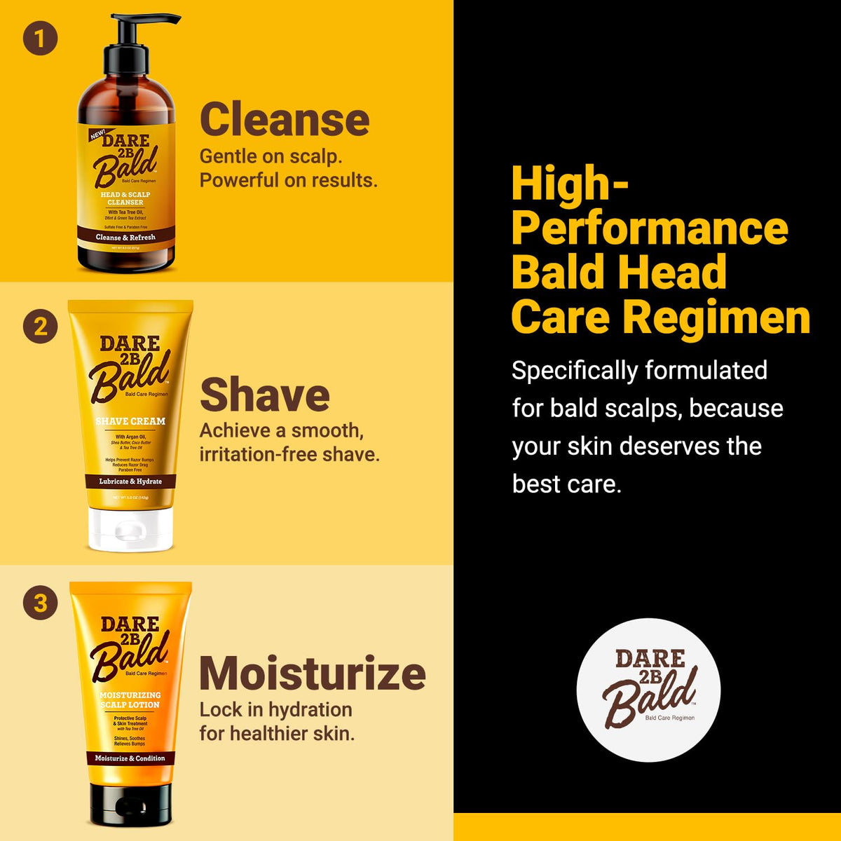 Dare 2B Bald lotion applied on bald head