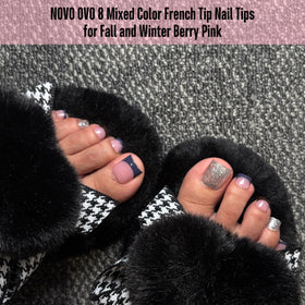 Dark Blue and Wine Red French Tip Toe Nail Tips