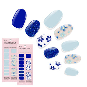 Dashing Diva Blue Blossom Collection nail strips front view