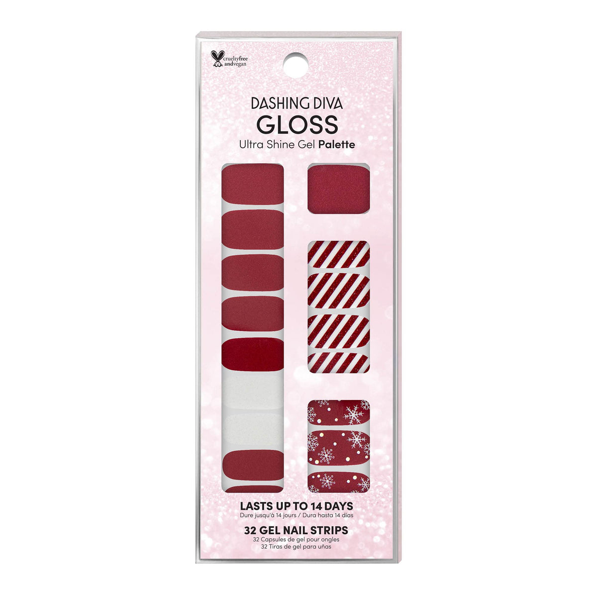 Dashing Diva Gloss Holiday Nail Strips Peppermint Marvel front view