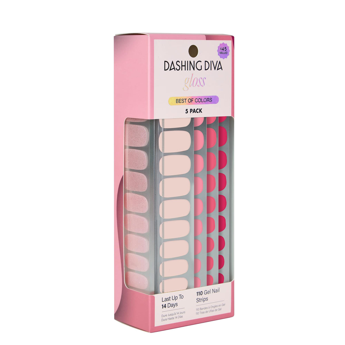Dashing Diva Gloss Nail Strips 5-in-1 Kit front view with nail wraps